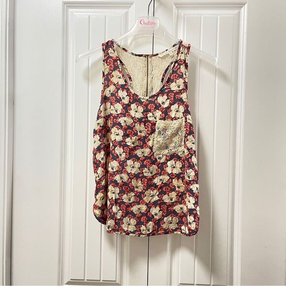 Rachel Roy Floral Lace Zipper Tank - M - Picture 1 of 13